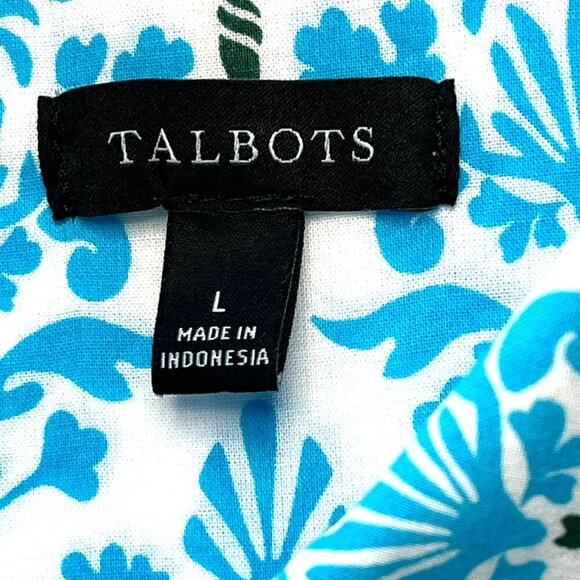 Talbots Button Up Shirt sz L Long Sleeve Cotton Floral Career Office Mature - Picture 6 of 10